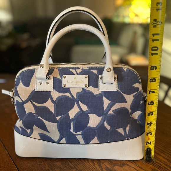 Kate Spade Blue/White Canvas & Leather Floral Hand Bag - Picture 10 of 11
